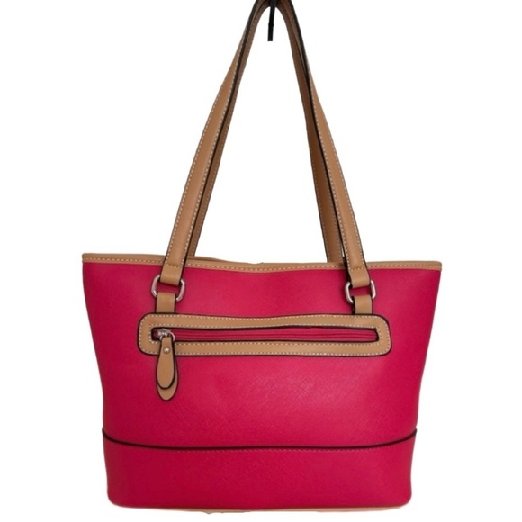 GIANI BERNINI ~ Women’s Raspberry colored leather strap shoulder bag 15” x 10” - Picture 5 of 8